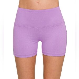 🛑4/$40🛑 B Lavender Brushed Microfiber Wide Waistband Spandex Shorts